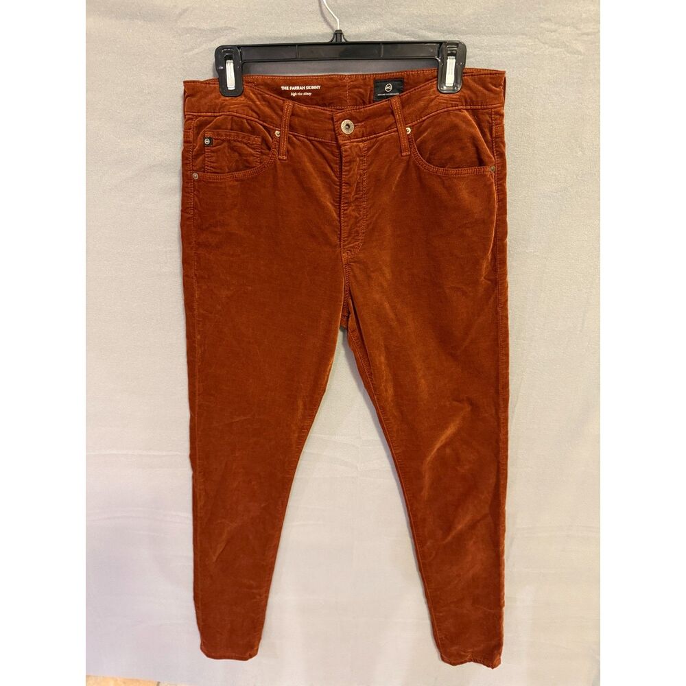 AG Adriano Goldschmied “The Farrah Skinny” high-rise skinny pants in rust/copper - Picture 2 of 5